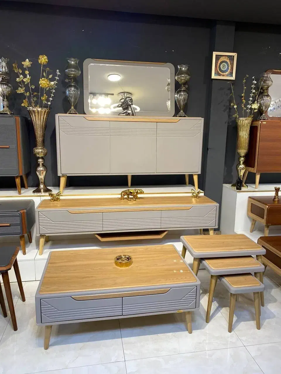 ست سه‌تکه آینه کنسول مدرن  کیفیت شرکتی،|بوفه، ویترین، کنسول|خوی, |دیوار