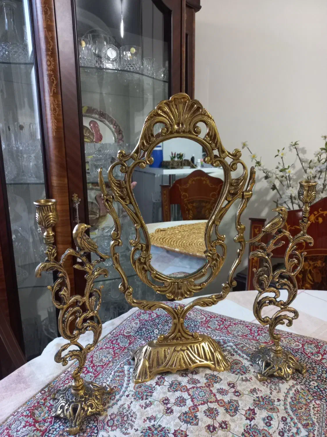 آیینه شمعدان برنزی|صنایع دستی و سایر لوازم تزئینی|شیراز, درکی|دیوار