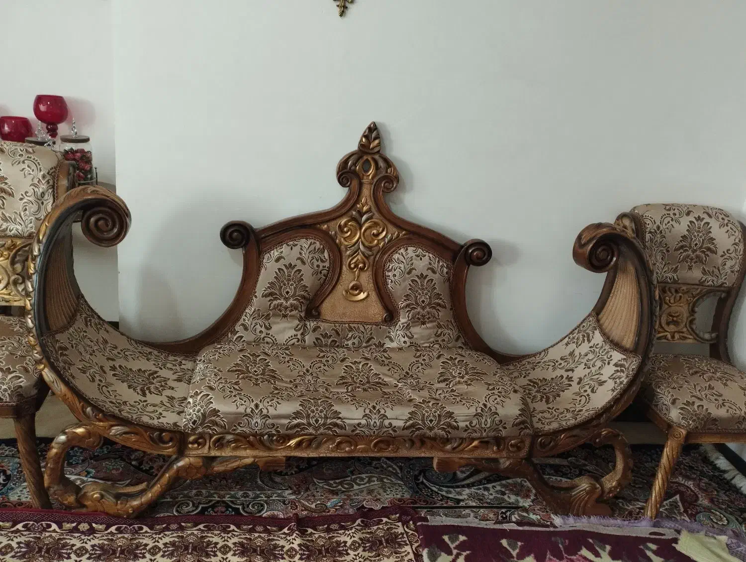 مبل چوب و پارچه شزلون|مبلمان خانگی و میز عسلی|پاکدشت, شهرک امام رضا|دیوار