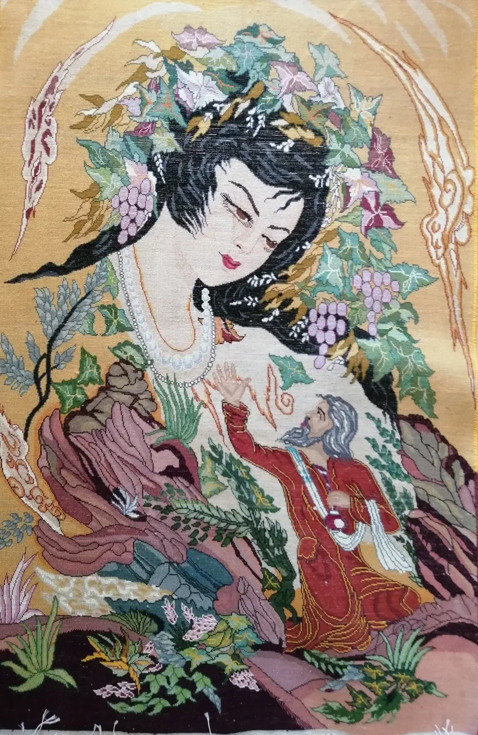 تابلو فرش نفیس دستبافت مینیاتور طرح دختر پاییز|تابلو فرش|تهران, دروس|دیوار