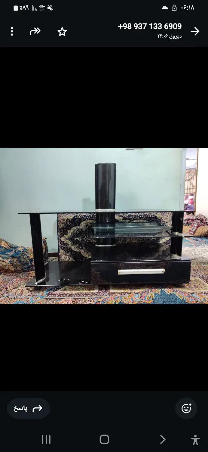 میز  ال‌سی‌دی  شیشه‌‌ای ۴ میلی‌متری دودی|میز تلویزیون|بندر امام خمینی, |دیوار