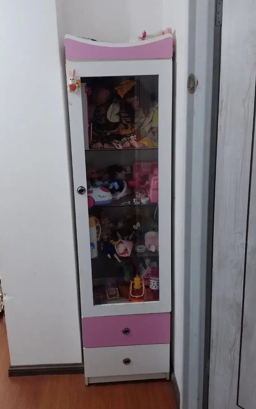 کمد بچه سفید صورتی|جاکفشی، کمد، دراور|میانه, |دیوار