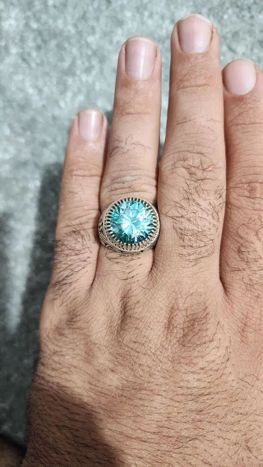 انگشتر نقره اصل سنگ الماس موزانایت|جواهرات|مریوان, |دیوار