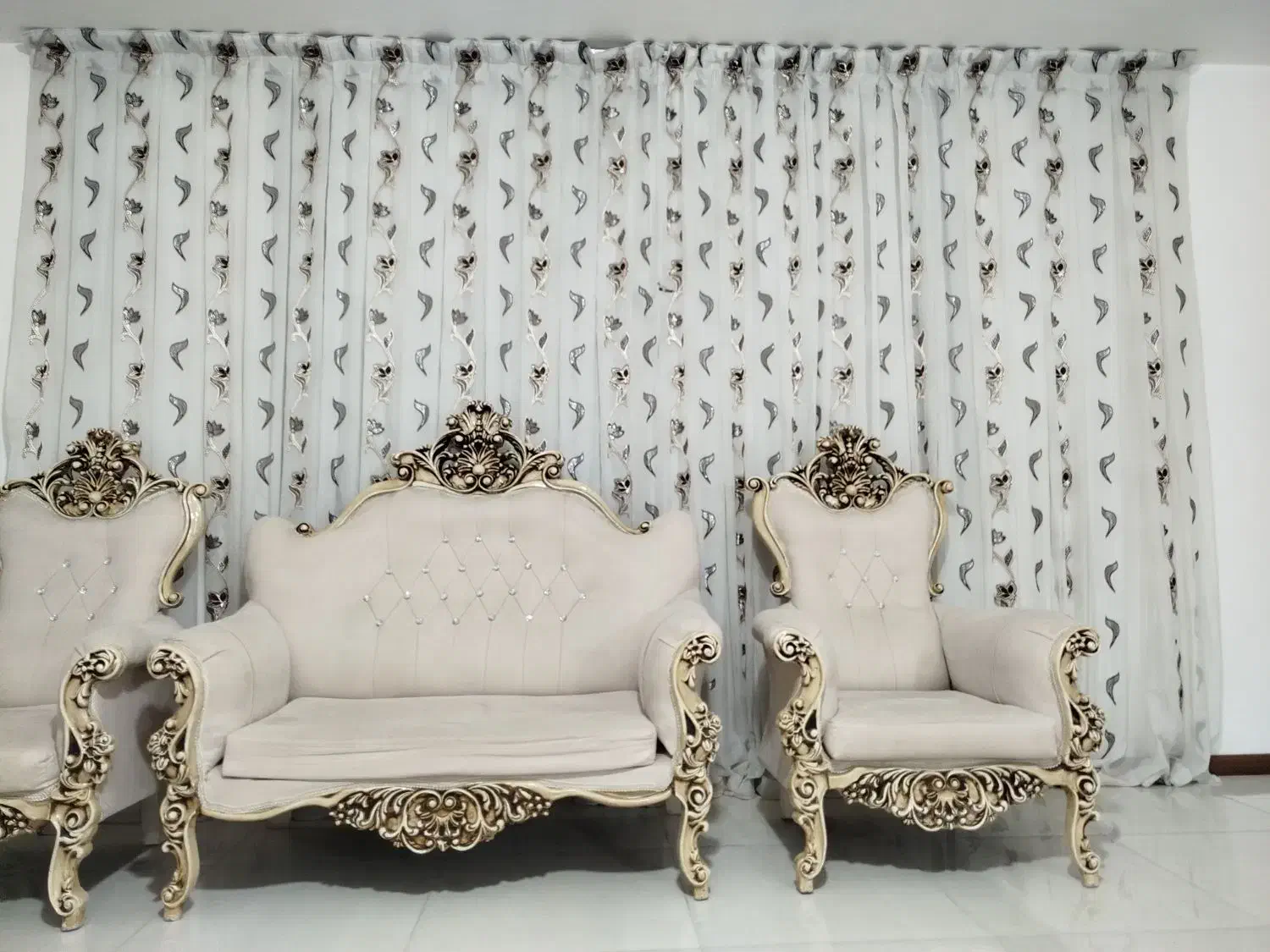 پرده سفید پلیسه ای جنس حریر(شاهد شهر)|پرده، رانر، رومیزی|شاهدشهر, |دیوار