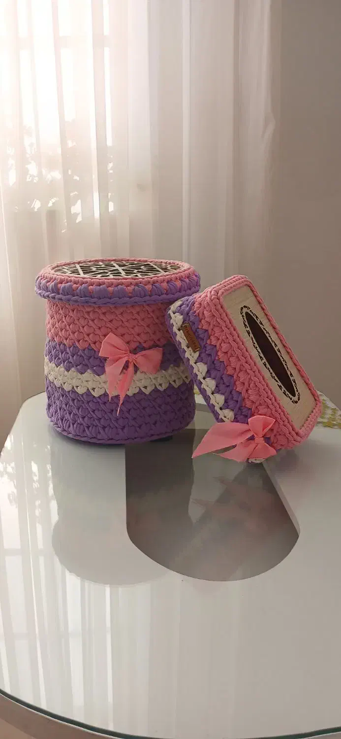 سطل و جادستمالی تریکوبافی|صنایع دستی و سایر لوازم تزئینی|زنجان, |دیوار