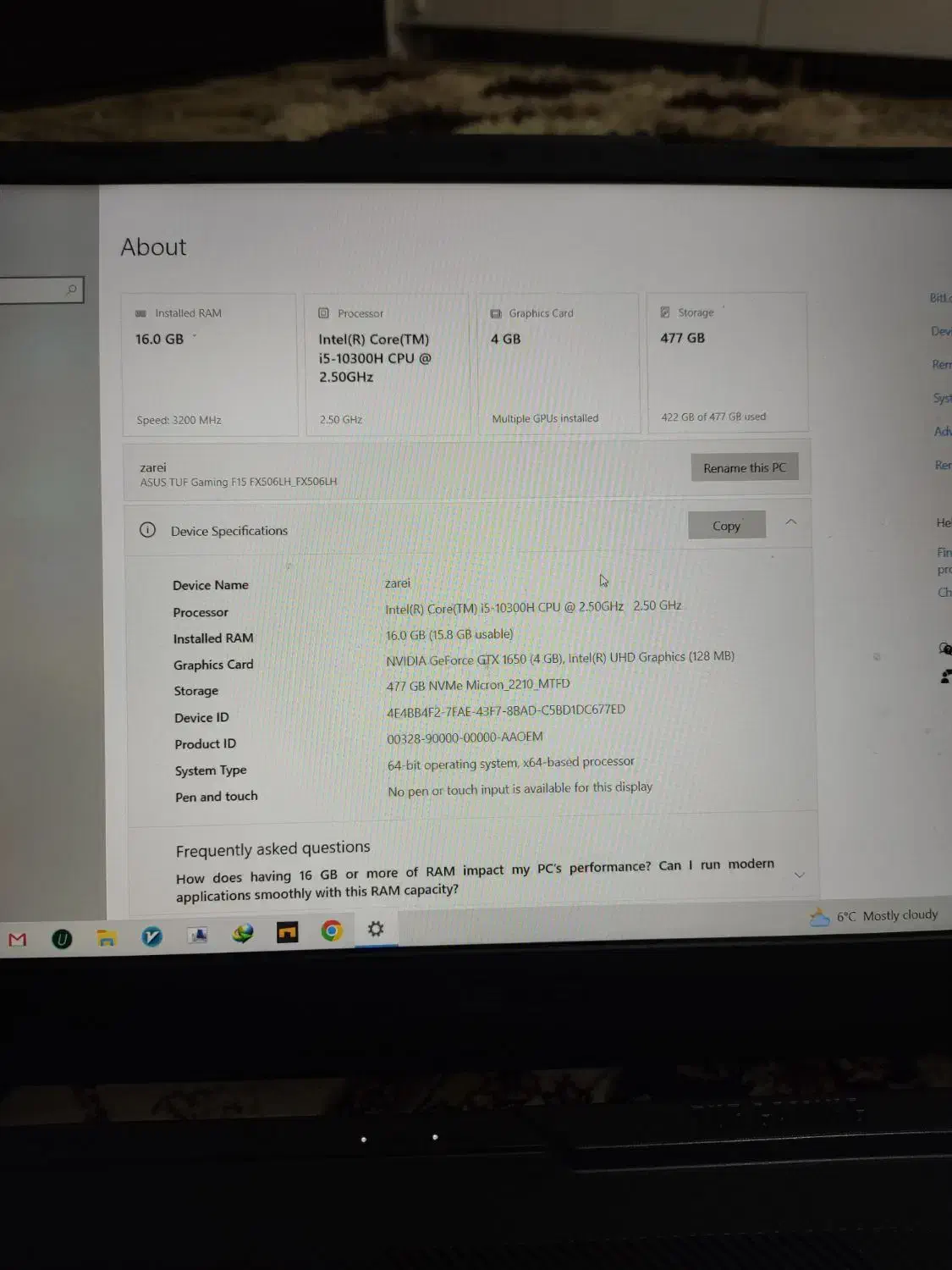 لب تاپ asus TUf gaming F15|رایانه همراه|کرمانشاه, |دیوار