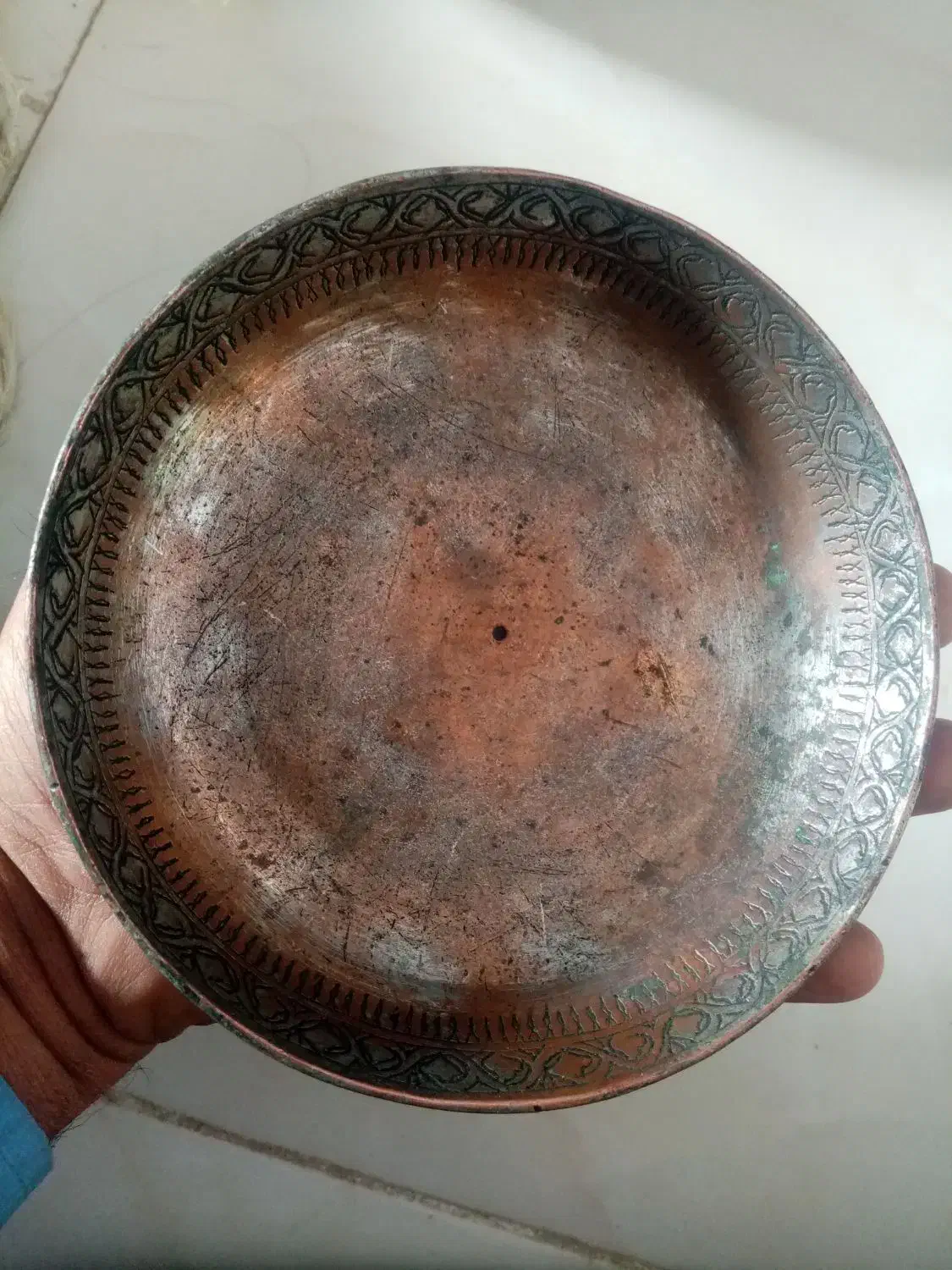 بشقاب مسی قاجاری پیاله برنجی قدیمی|کلکسیون اشیاء عتیقه|نیشابور, خط کاشمر|دیوار