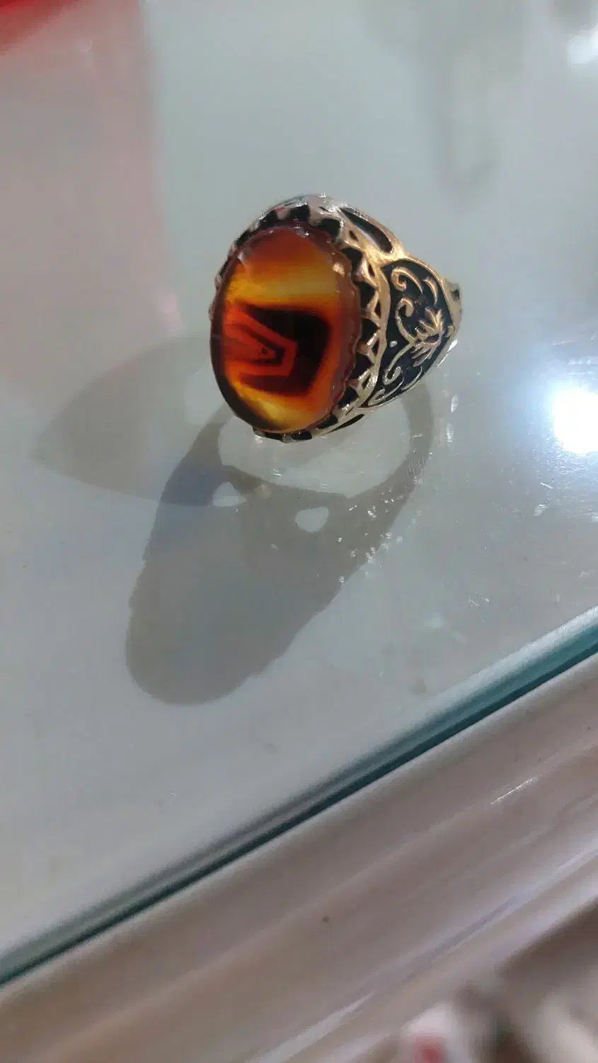 انگشتر طلا روس با نگین عقیق خوش رنگ چند رنگ|جواهرات|تهران, باشگاه نفت|دیوار