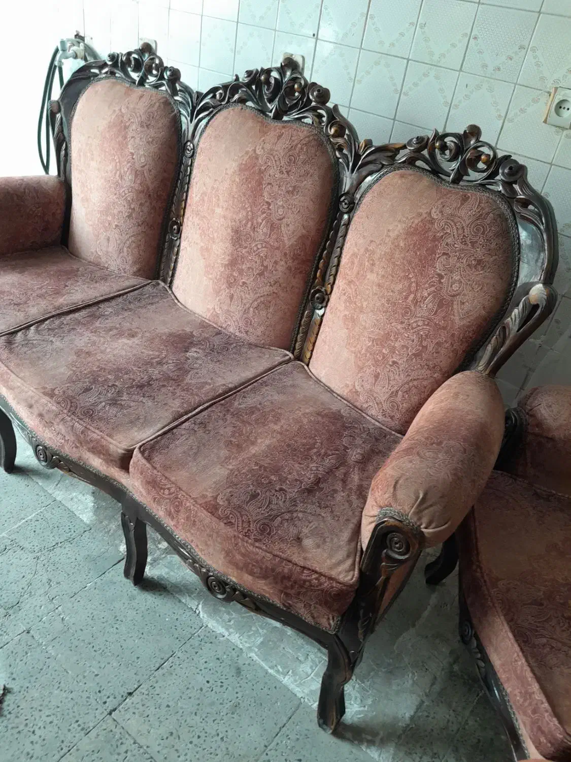 مبلمان استیل چوب گردو سالم سالم|مبلمان خانگی و میز عسلی|مشکیندشت, |دیوار