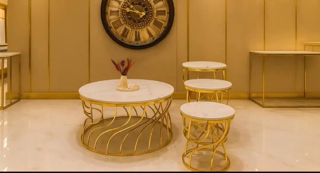 میز جلومبلی و عسلی فلزی طرح سنگ|مبلمان خانگی و میز عسلی|همدان, |دیوار