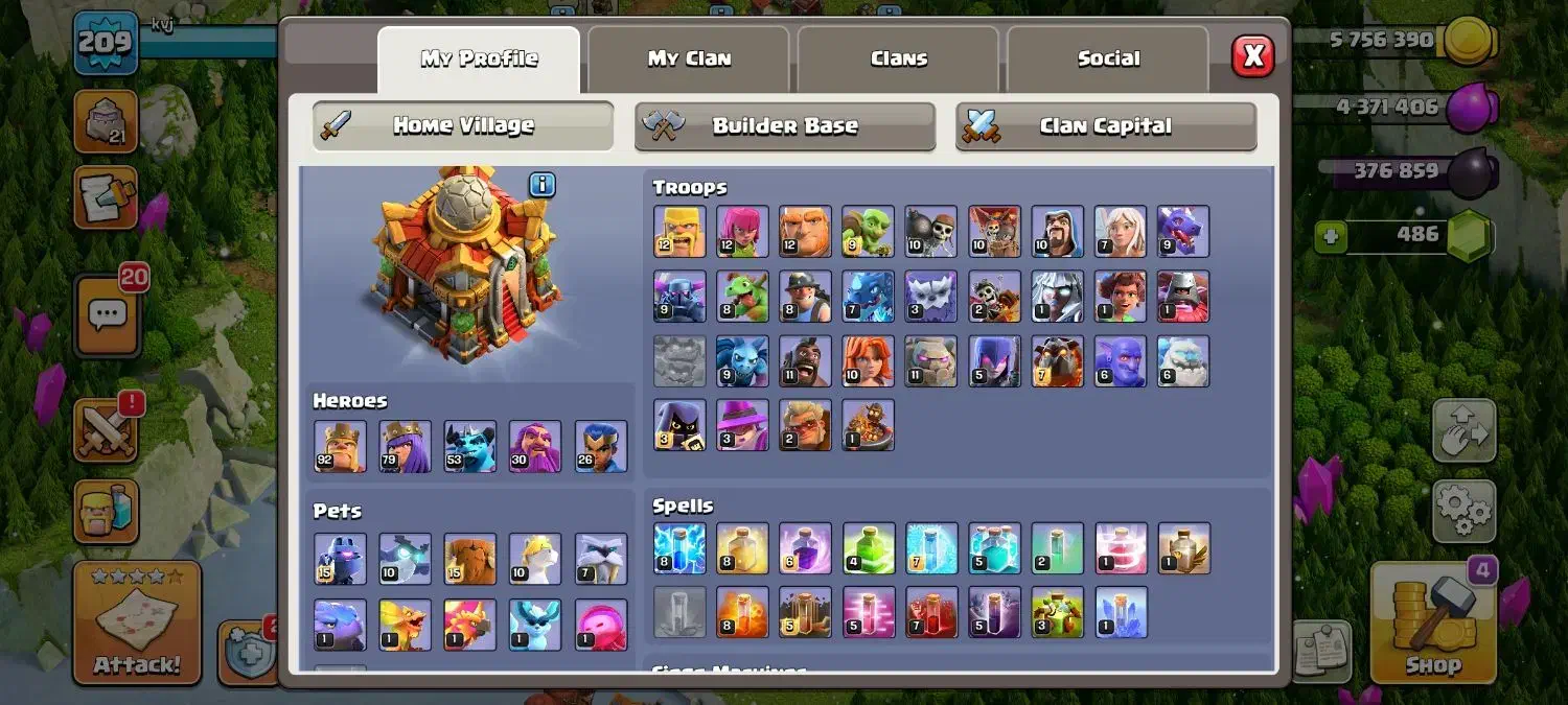 اکانت کلش آف کلنز لول 209|کنسول، بازی ویدئویی و آنلاین|اراک, |دیوار