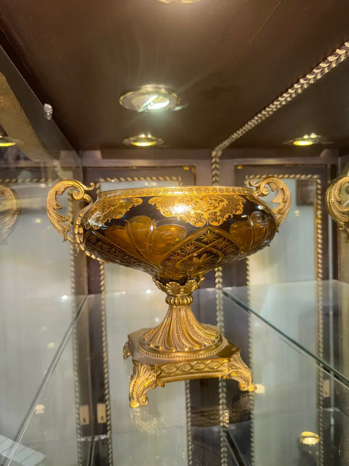 کریستال گلدکیش پایه برنزی|ظروف سرو و پذیرایی|چهاردانگه (تهران), |دیوار