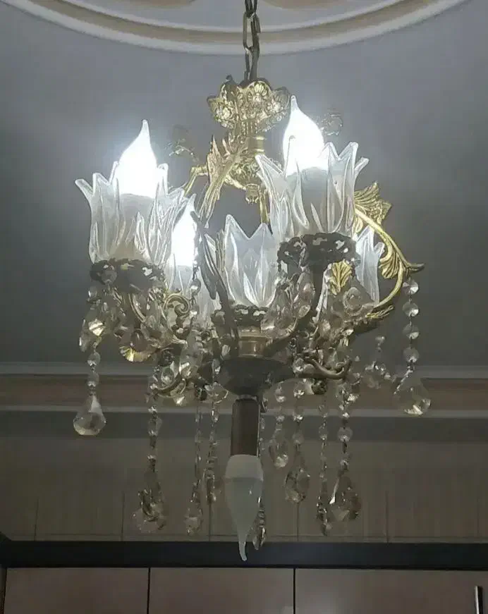 لوستر برنز 5شاخه|لوستر و چراغ آویز|زنجان, |دیوار