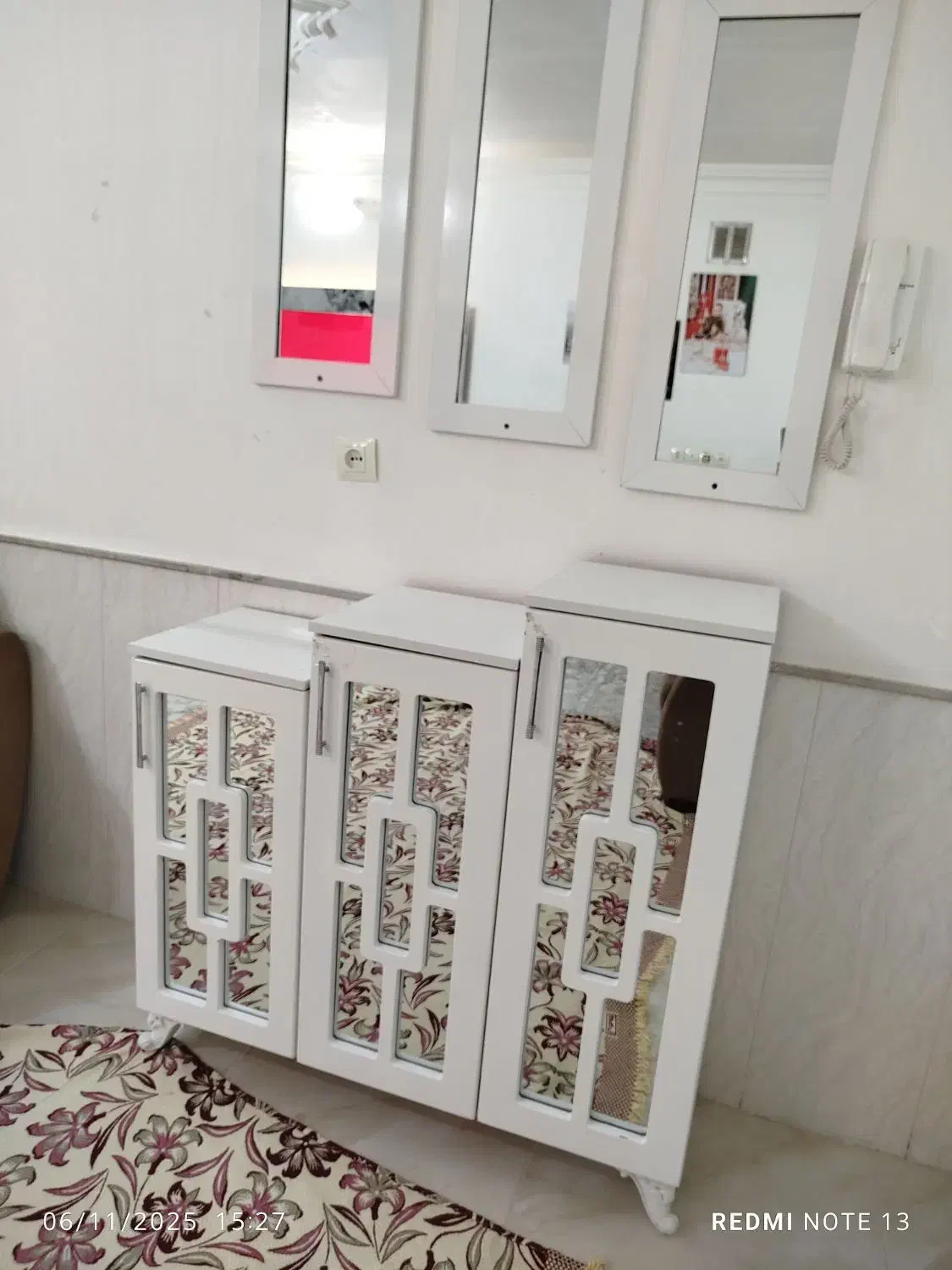 جاکفشی و آینه|جاکفشی، کمد، دراور|فیروزه, |دیوار