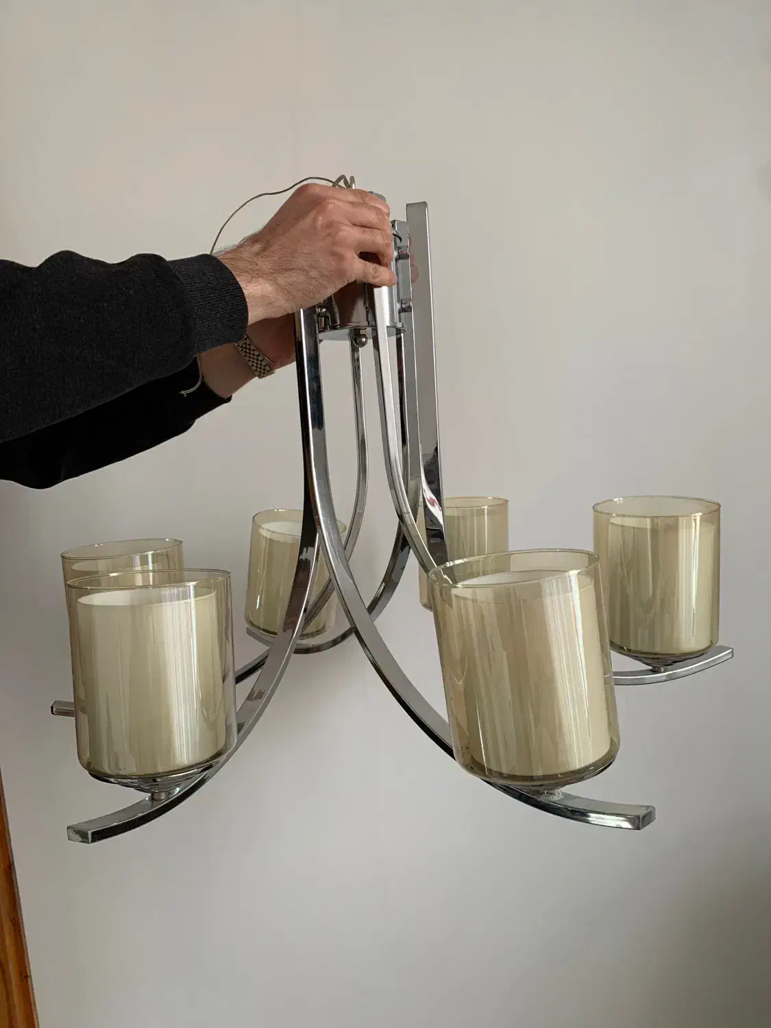 لوستر ۶ شاخه فلزی|لوستر و چراغ آویز|رودسر, |دیوار