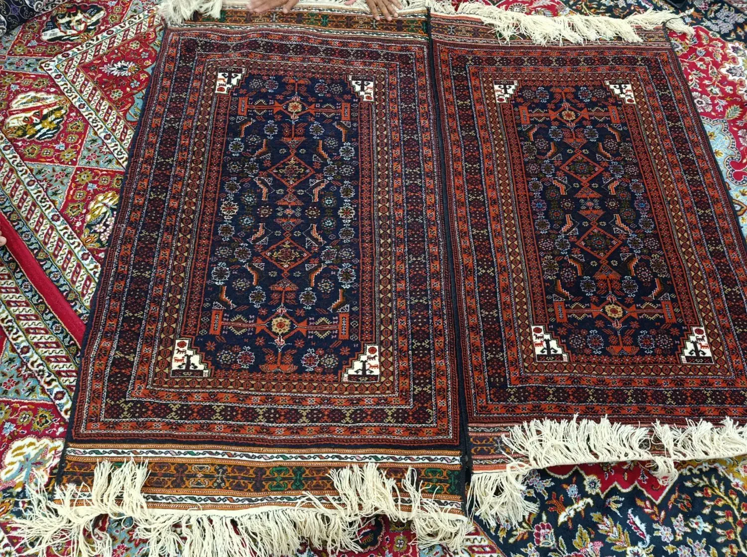 دو عدد قالیچه دست باف|فرش|سنگان, |دیوار