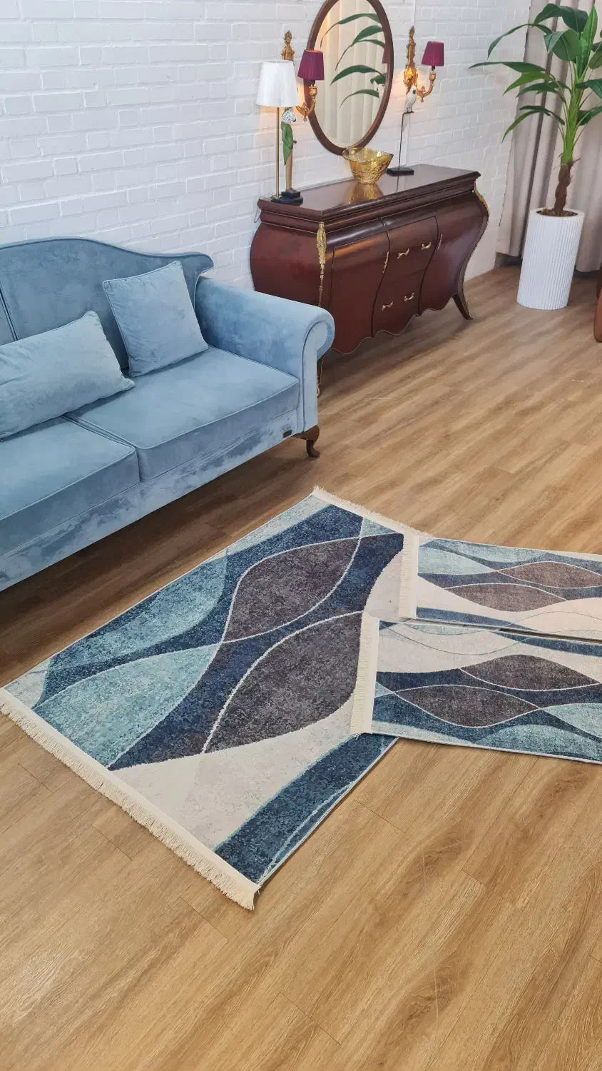 فرشینه ۴ متری با پادری ست مخصوص دکوراسیون مدرن|فرش|دهاقان, |دیوار