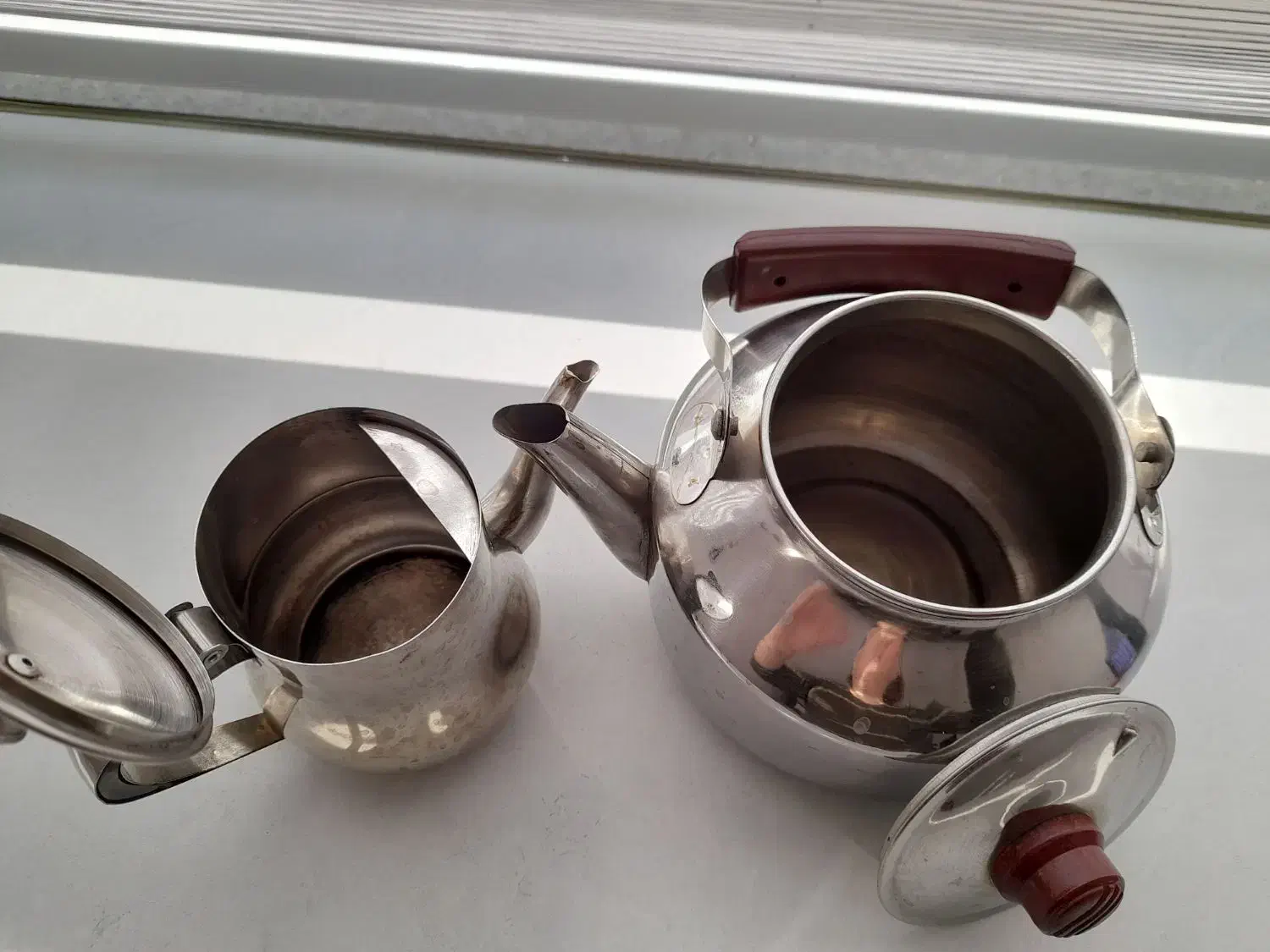 کتری قوری استیل قدیمی|قوری، کتری، قهوه‌ساز دستی|اردبیل, |دیوار