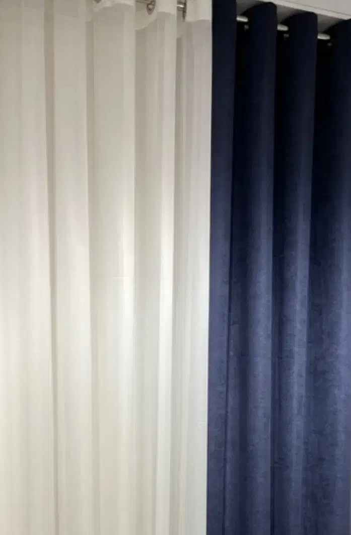 دو عدد شال  پرده پانچ (رنگ سرمه ای) بدون حریر|پرده، رانر، رومیزی|بندرعباس, |دیوار