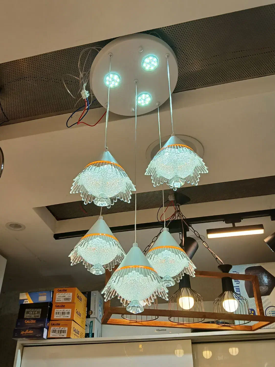 لوستر ۵ شعله سه حالته کد25 وارداتی|لوستر و چراغ آویز|اصفهان, تخت فولاد|دیوار