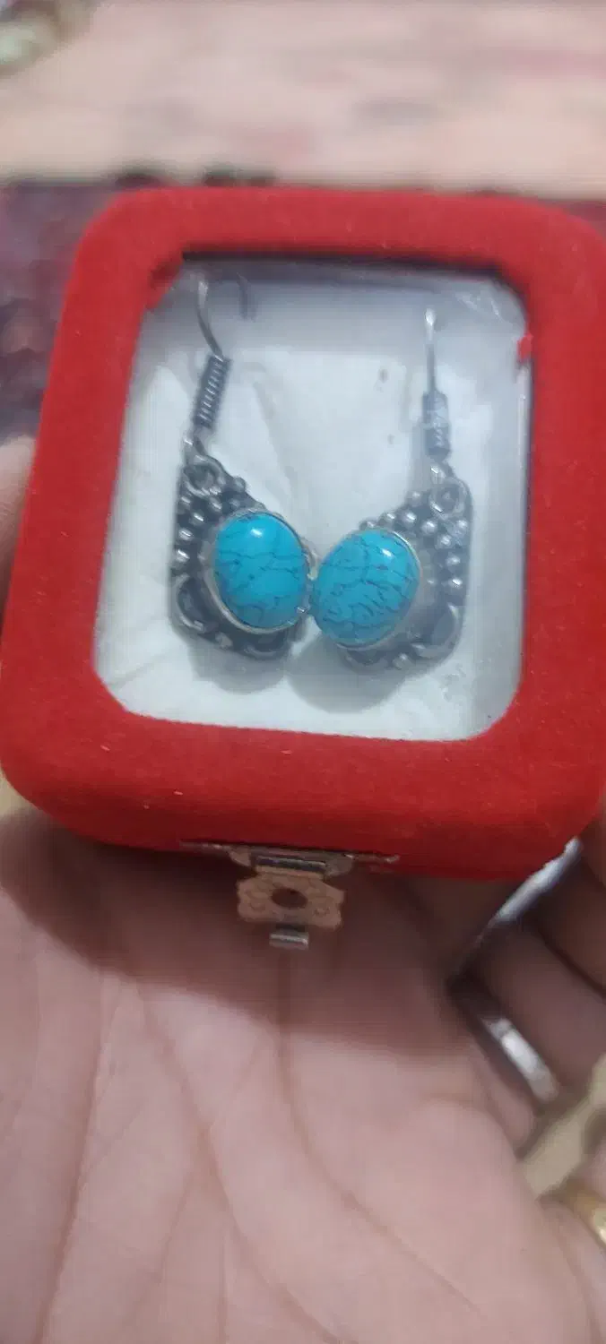 یک جفت گوشوار ورشو سنگهای روش فیروزه فروشی|بدلیجات|رفسنجان, |دیوار