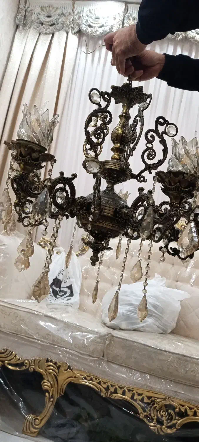 3 عدد لوستر شاه عباسی با لامپ|لوستر و چراغ آویز|مشهد, ایثارگران|دیوار