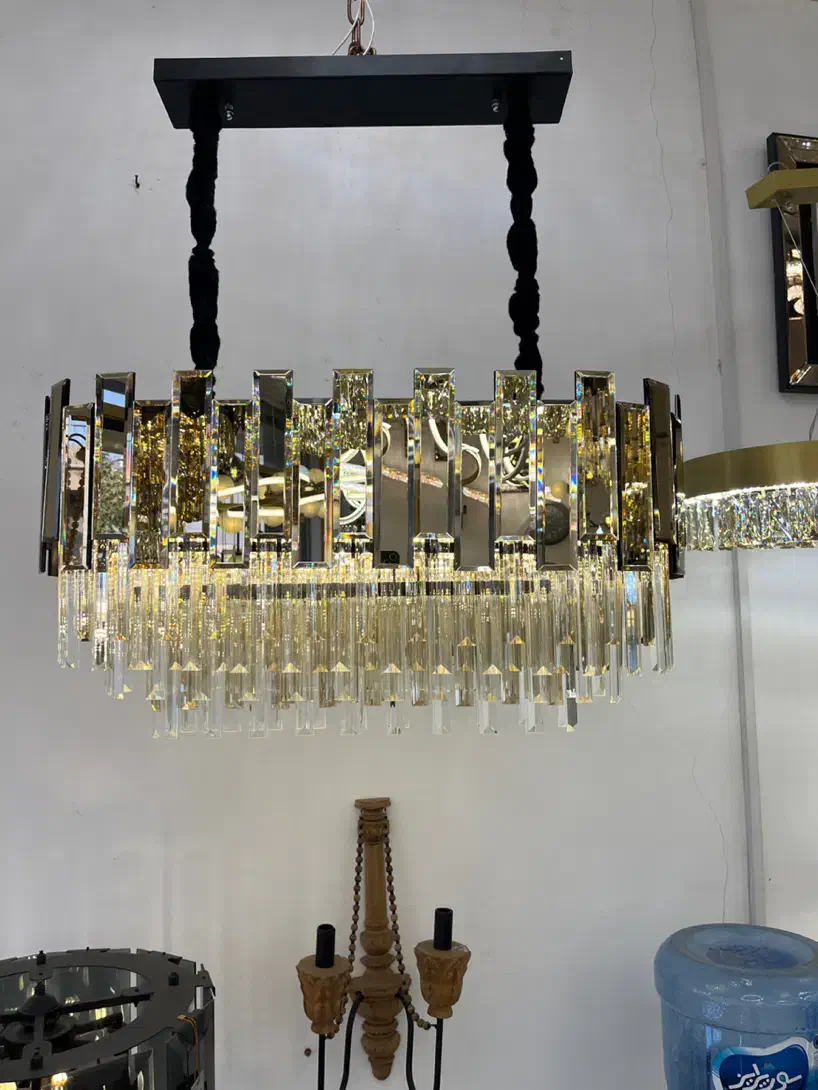 لوستر کریستال رایان شامپاینی مدرن 80×30|لوستر و چراغ آویز|تهران, نیروی هوایی (پیروزی)|دیوار