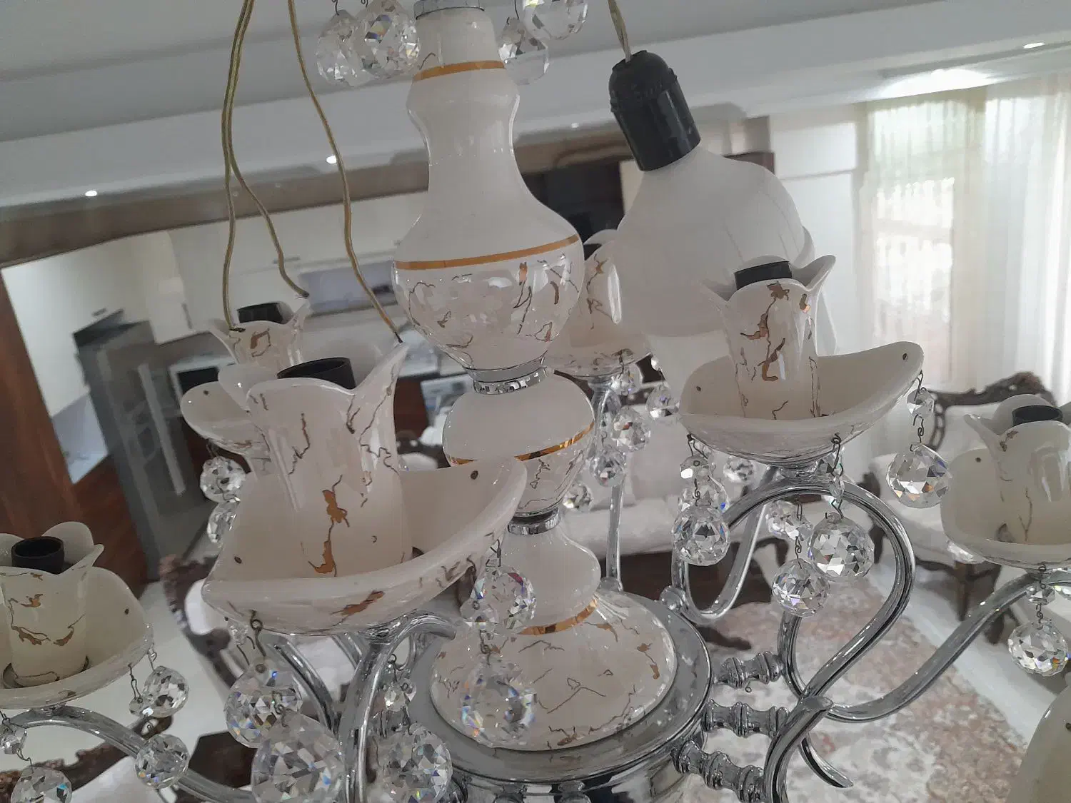 لوستر سرامیکی ۸ شاخه ۱۲ شعله|لوستر و چراغ آویز|تهران, آهنگ|دیوار