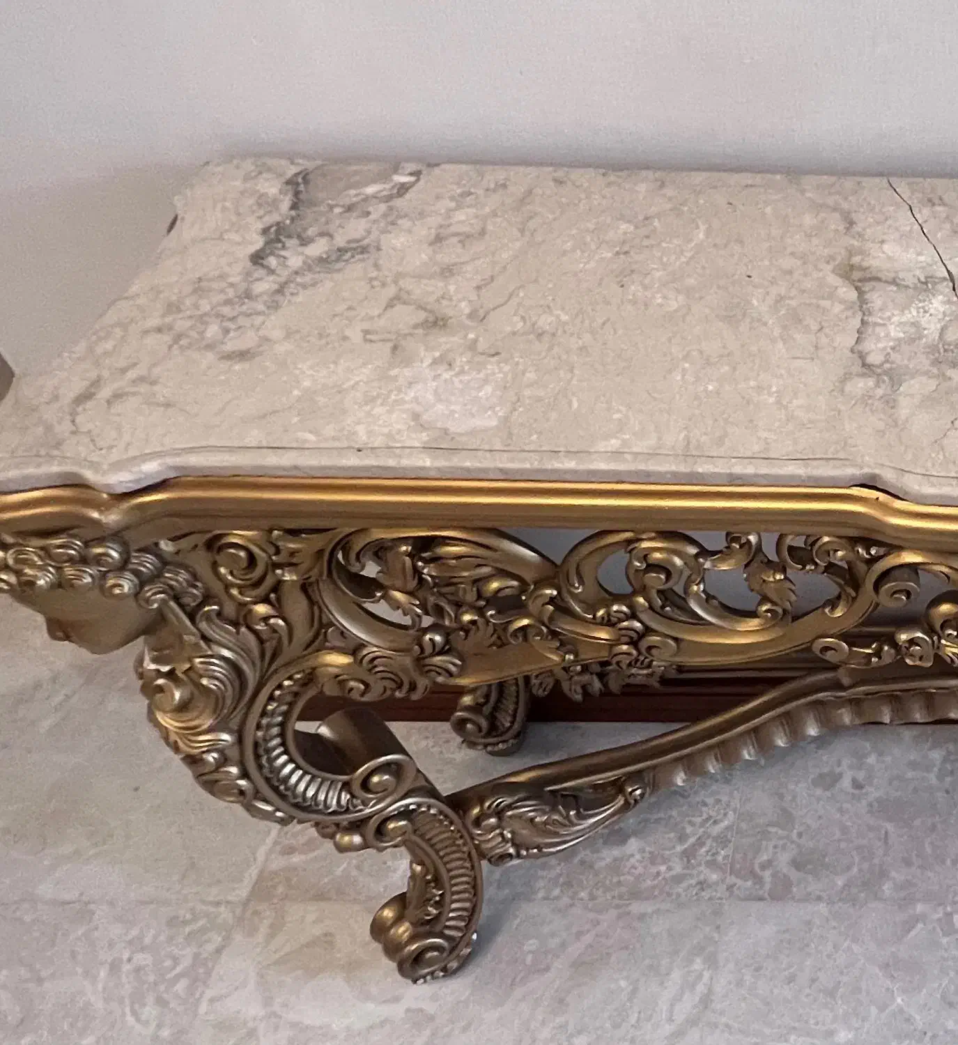 کنسول چوبی با سنگ|بوفه، ویترین، کنسول|تهران, جماران (نیاوران)|دیوار