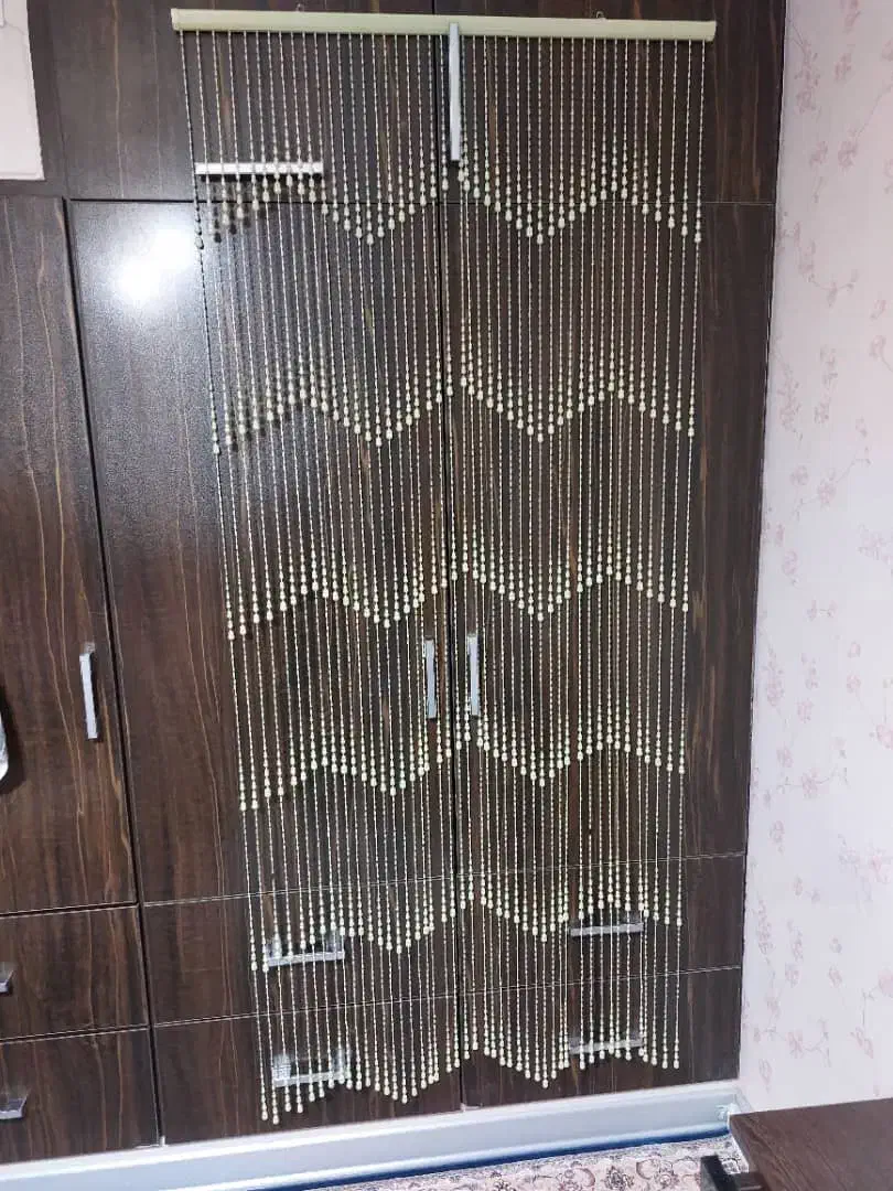 پرده مهره ای رنگ نخودی نونو|پرده، رانر، رومیزی|شیراز, درکی|دیوار