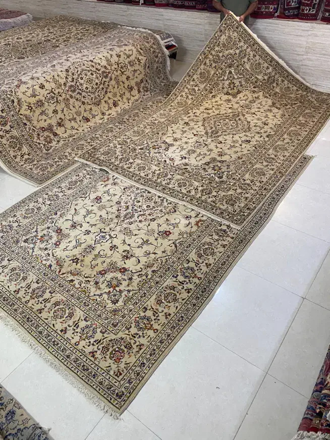 سه تخته ۶ متری کاشان جفت گوشتدار کرم رنگ|فرش|همدان, |دیوار