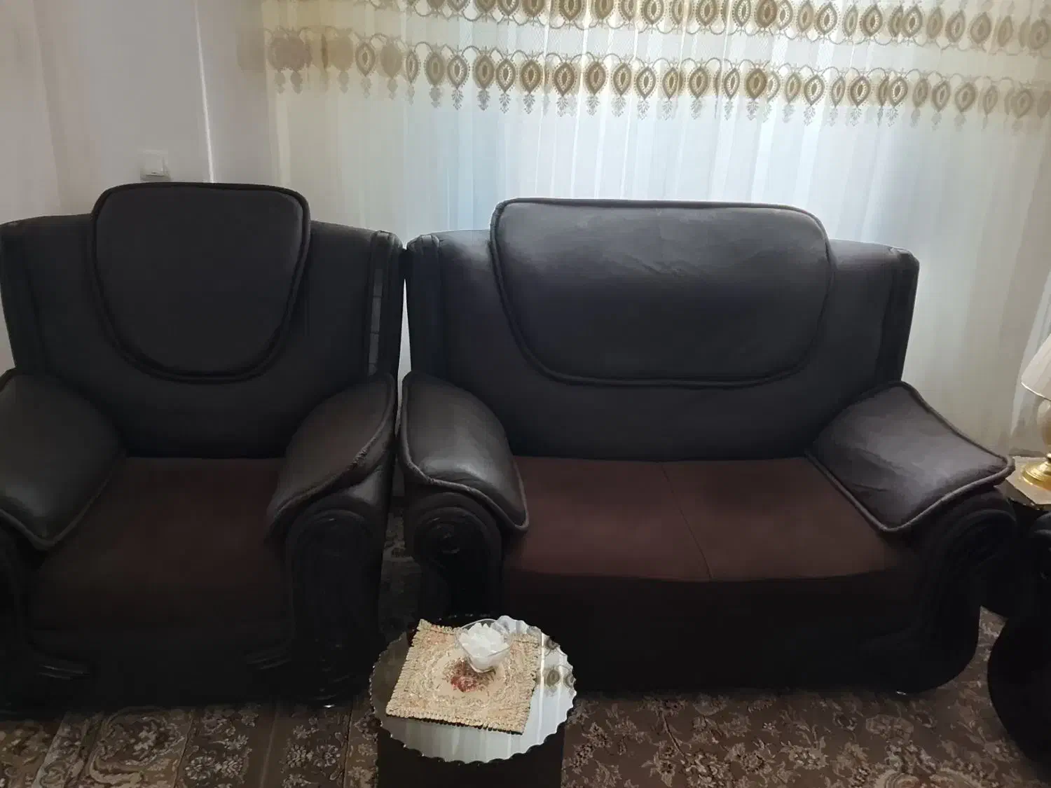 یک دست مبل هفت نفره چرمی|مبلمان خانگی و میز عسلی|قروه, |دیوار