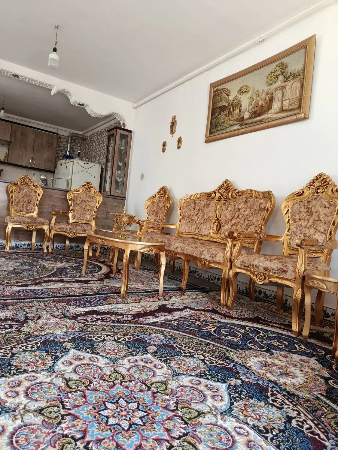 مبل ۹نفره تمام چوب زیبا وسالم|مبلمان خانگی و میز عسلی|قلقل رود, |دیوار