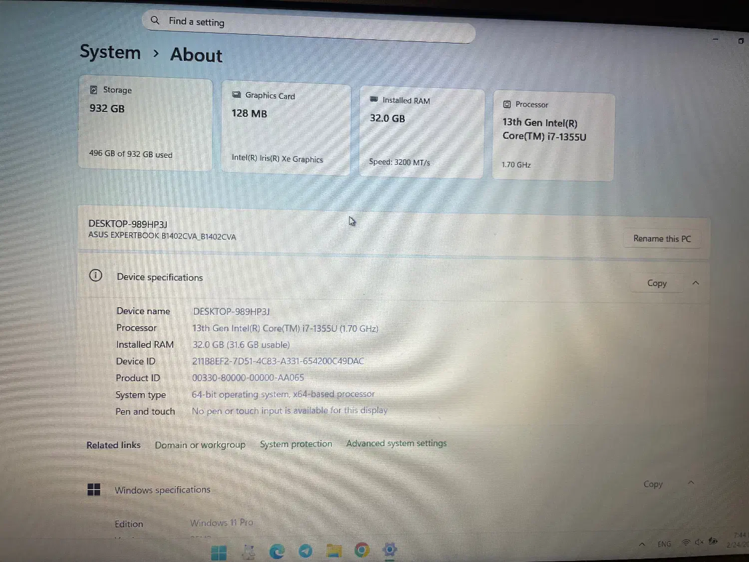 asus expertbook i7 32ram 1ssd|رایانه همراه|تهران, نصرت|دیوار