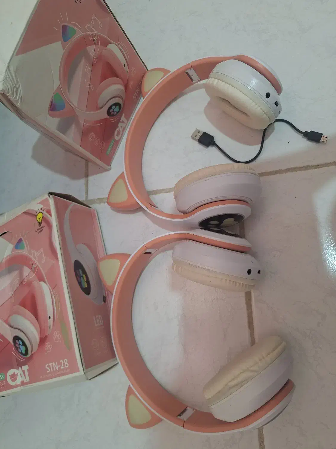 ۲ عدد هدفون گربه ای صورتی|لوازم جانبی موبایل و تبلت|دلیجان, |دیوار