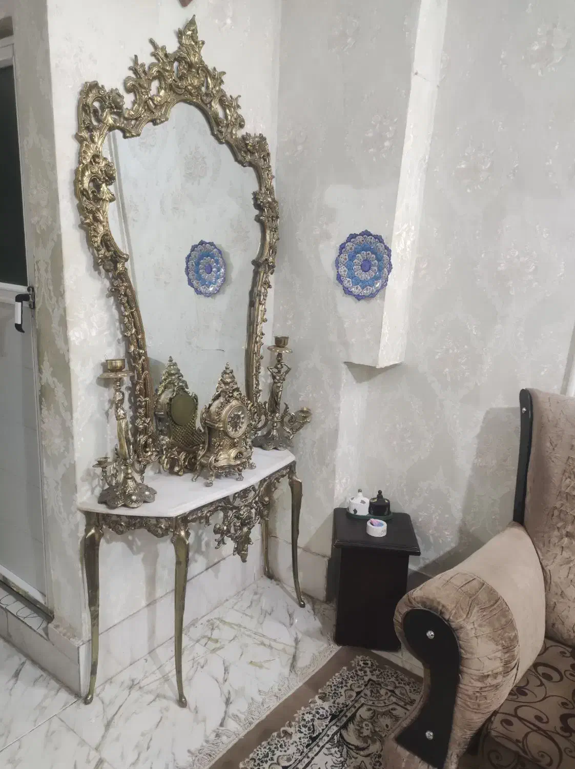 آینه شمعدان برنج|لوستر و چراغ آویز|مشهد, انقلاب|دیوار