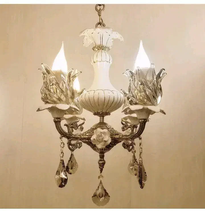 لوستر ۴ شاخه ترکیبی برنز و سرامیک .. رستمی..|لوستر و چراغ آویز|نظرآباد, نظرآباد|دیوار