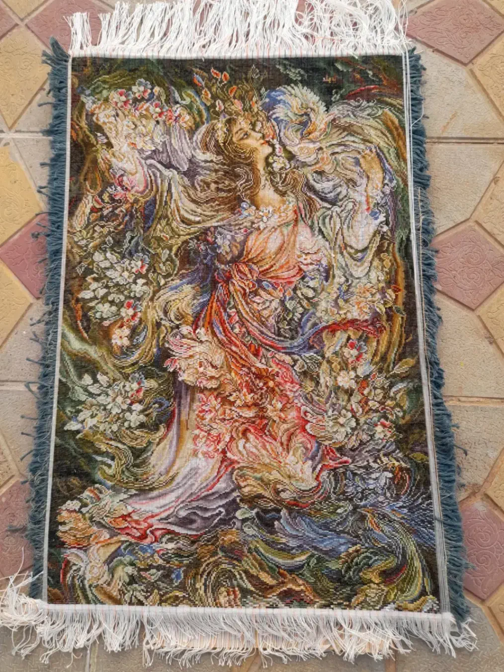 فرش6متری پشم دستریس و گیاهی وتابلوفرش پرابریشم|فرش|مشگین شهر, |دیوار