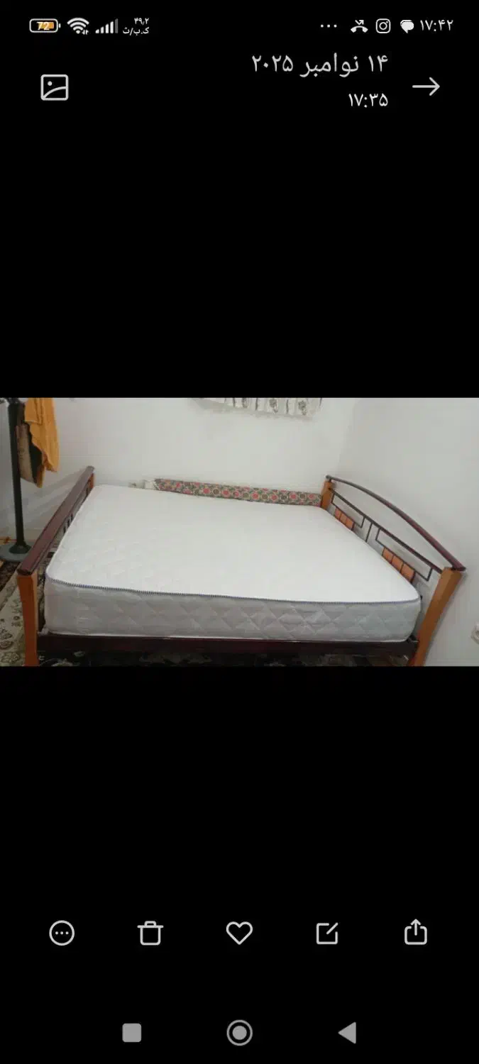 تخت دونفره فلزی جنس عالی در حد نو|تخت و سرویس خواب|زرین دشت (همدان), |دیوار