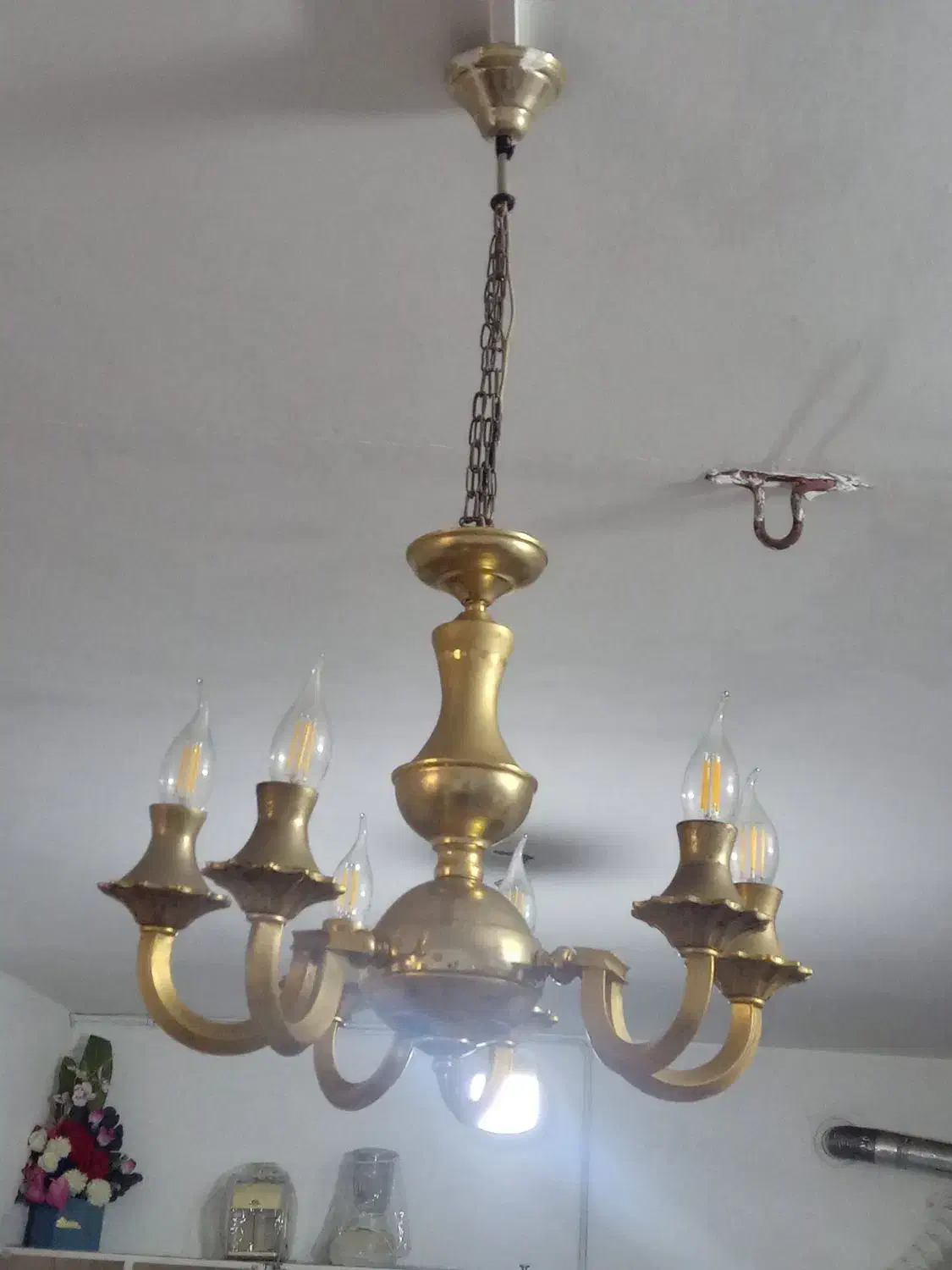 لوستر برنجی  آنتیک|لوستر و چراغ آویز|مشهد, قائم|دیوار