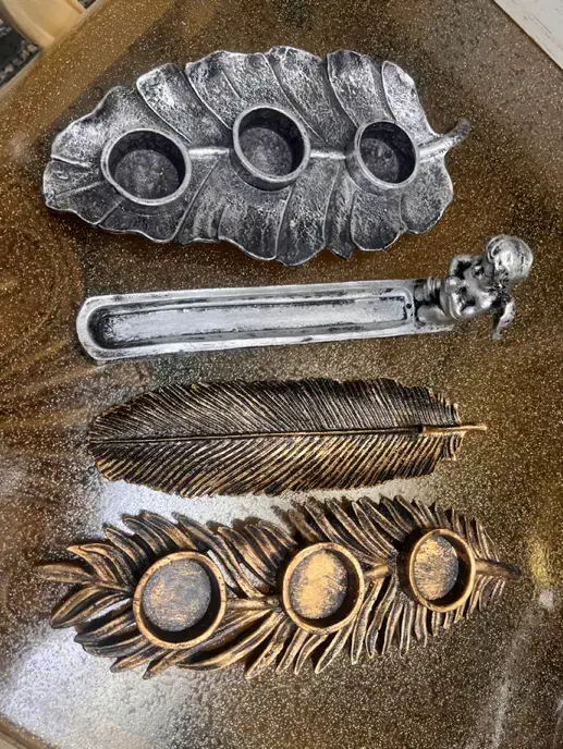 دو جفت جاشمعی و جا عودی پلی استر نو|صنایع دستی و سایر لوازم تزئینی|قم, زنبیل آباد|دیوار