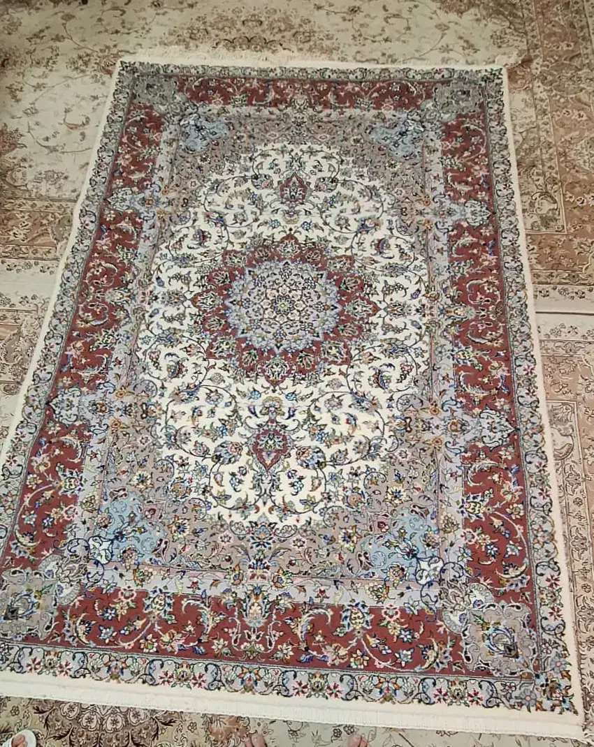 قالی دستبافت ۶متری گل ابریشم|فرش|کاشان, زیدی|دیوار