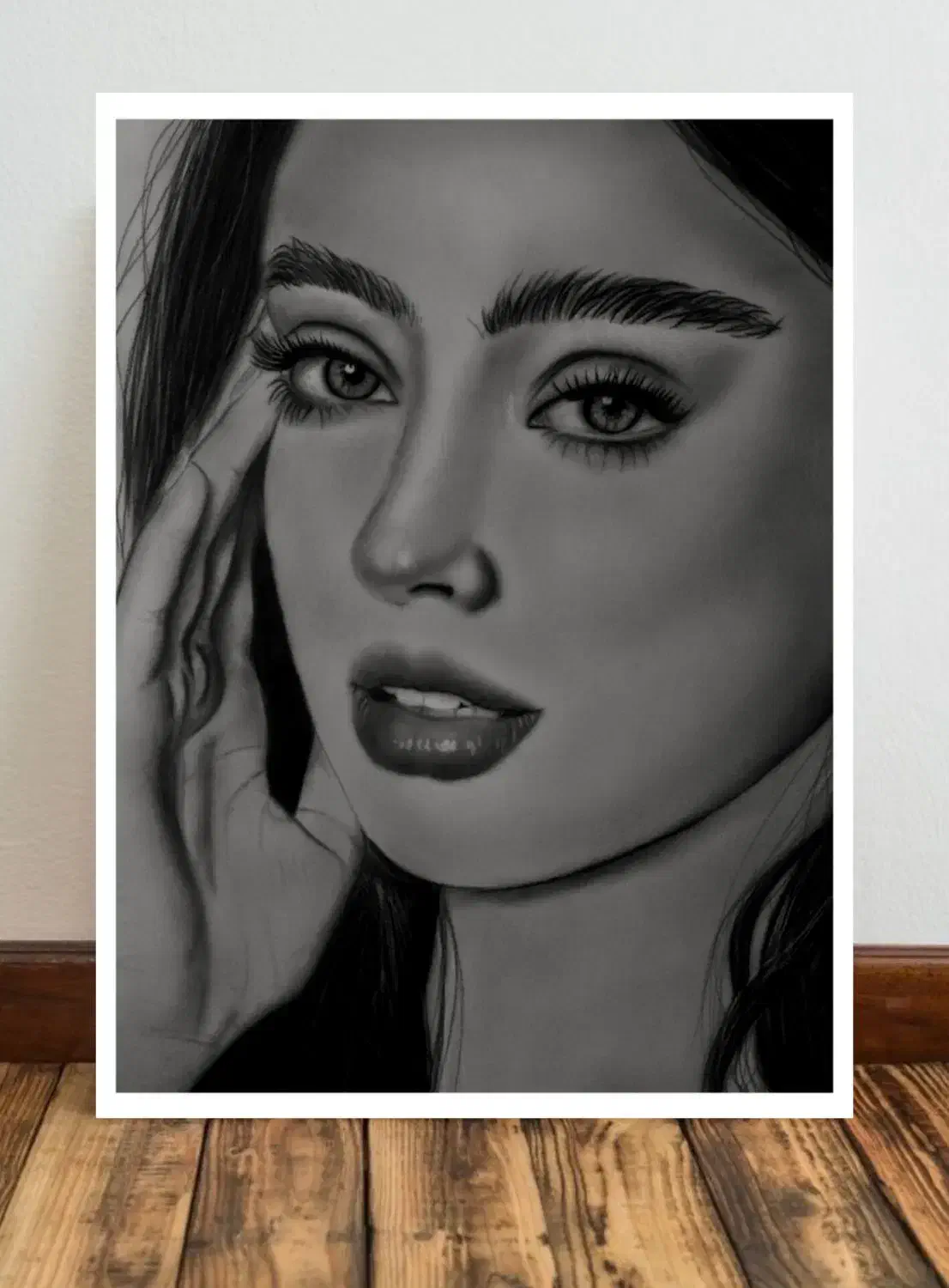 نقاشی پرتره سیاه قلم مناسب هدیه|تابلو، نقاشی، عکس|اندیشه, اندیشه فاز ۳|دیوار