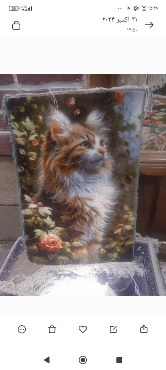 تابلو فرش طرح دو گربه بهاری|تابلو فرش|تبریز, |دیوار