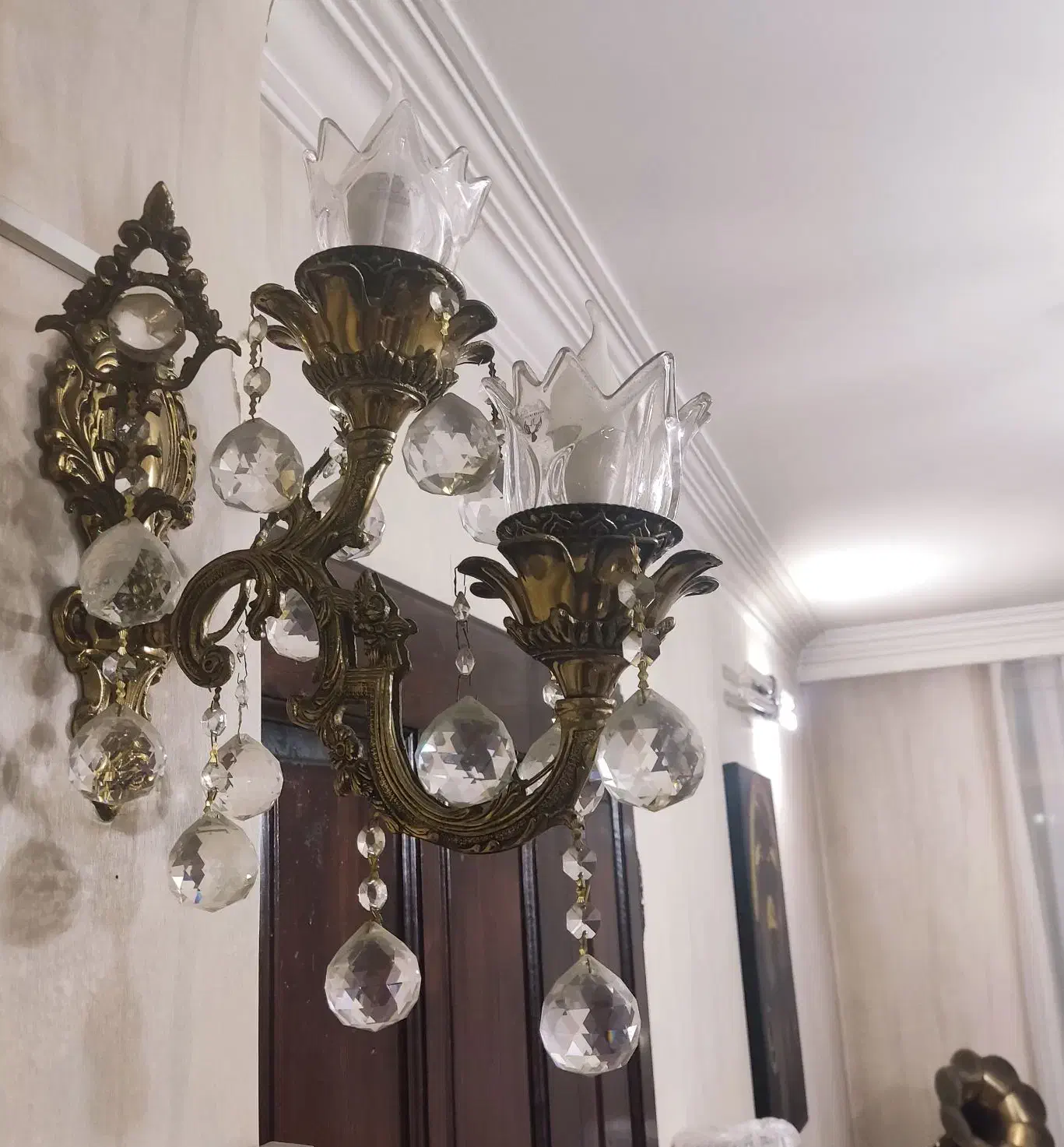 لوستر برنج و دیوار کوب|لوستر و چراغ آویز|ری, اقدسیه|دیوار