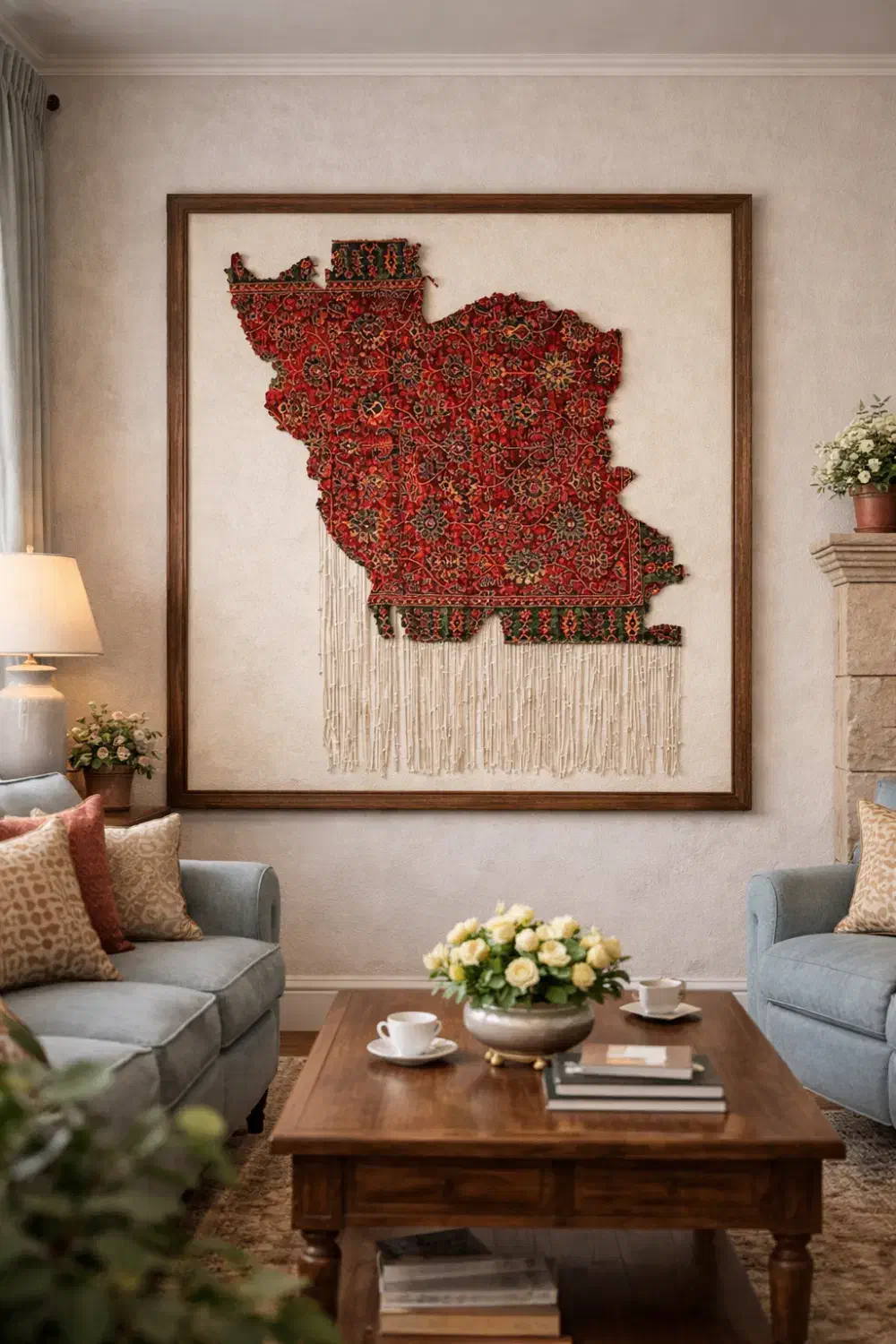 تابلوفرش دستبافت نقشه ایران|تابلو فرش|تهران, پاسداران|دیوار