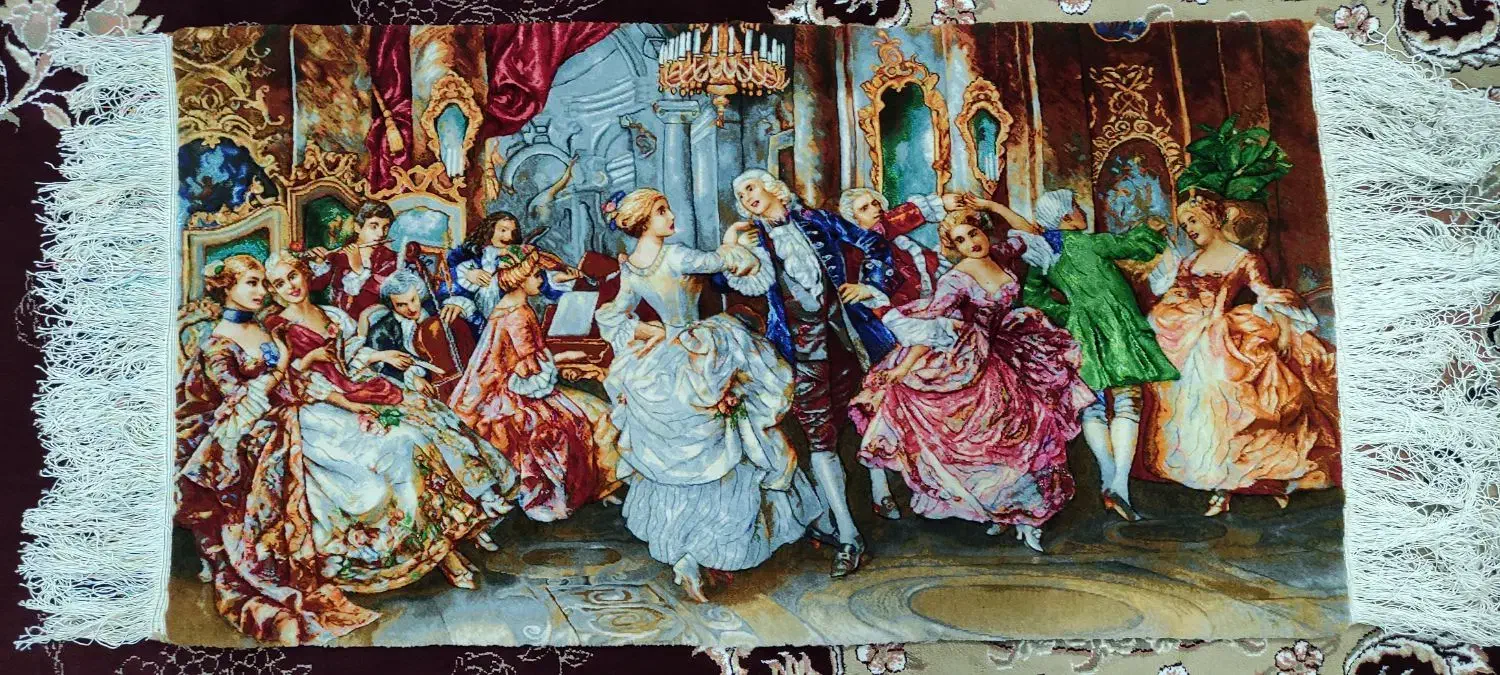 تابلو فرش دست باف طرح رقص اشرافی|تابلو فرش|کرمانشاه, |دیوار