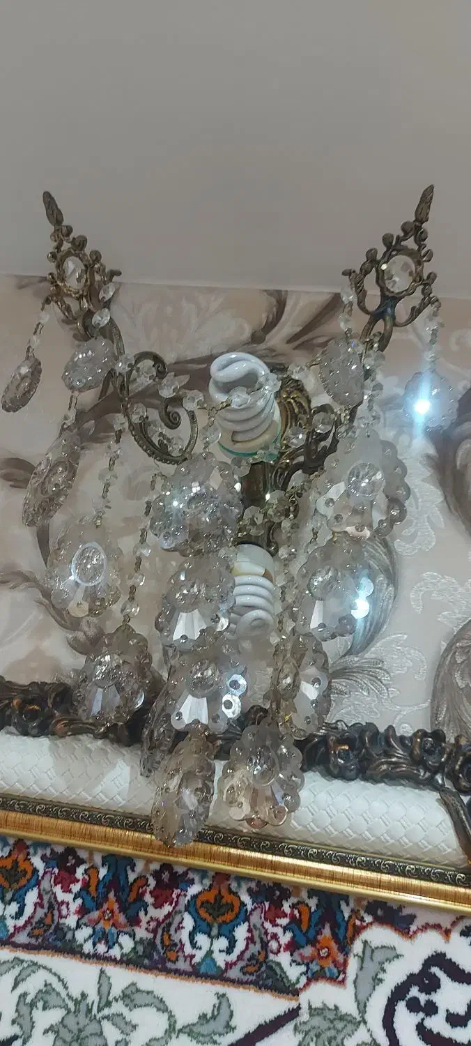 لوستر برنز۱۲شاخه به همراه دیوارکوب ست وساعت برنز|لوستر و چراغ آویز|اردبیل, |دیوار