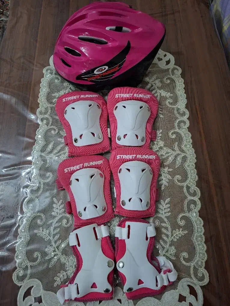 زانو بند، آرنج بند و کلاه اسکیت دخترانه|دوچرخه، اسکیت، اسکوتر|خوی, |دیوار