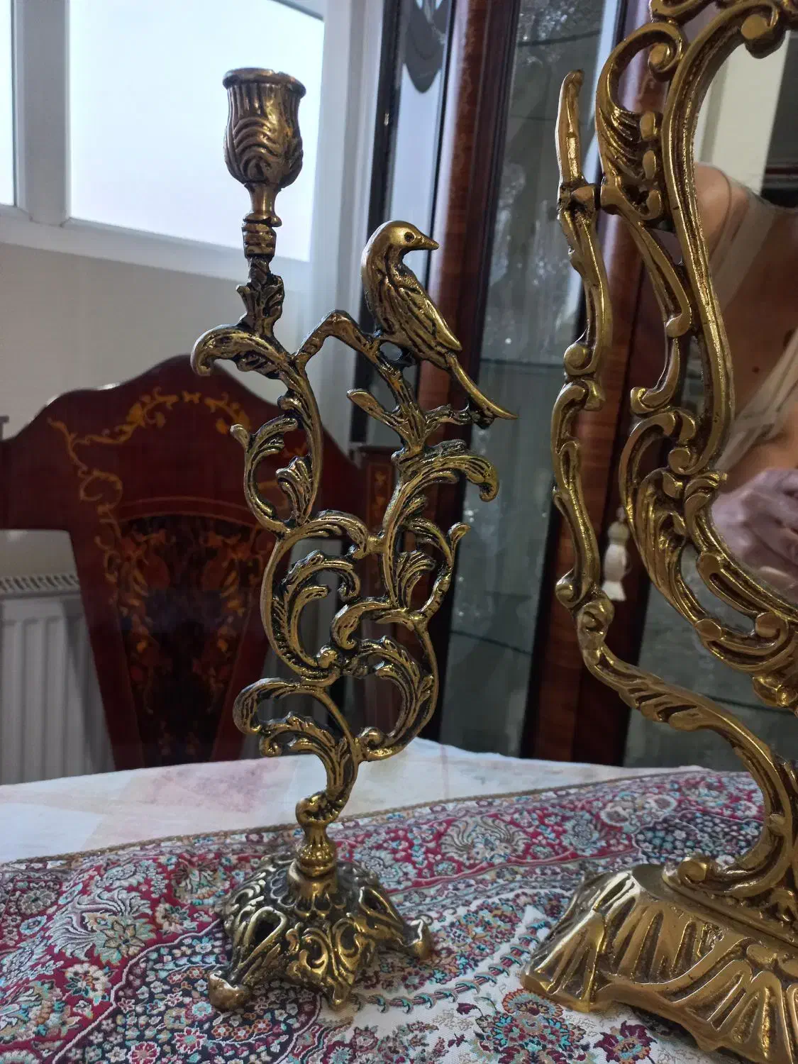 آیینه شمعدان برنزی|صنایع دستی و سایر لوازم تزئینی|شیراز, درکی|دیوار